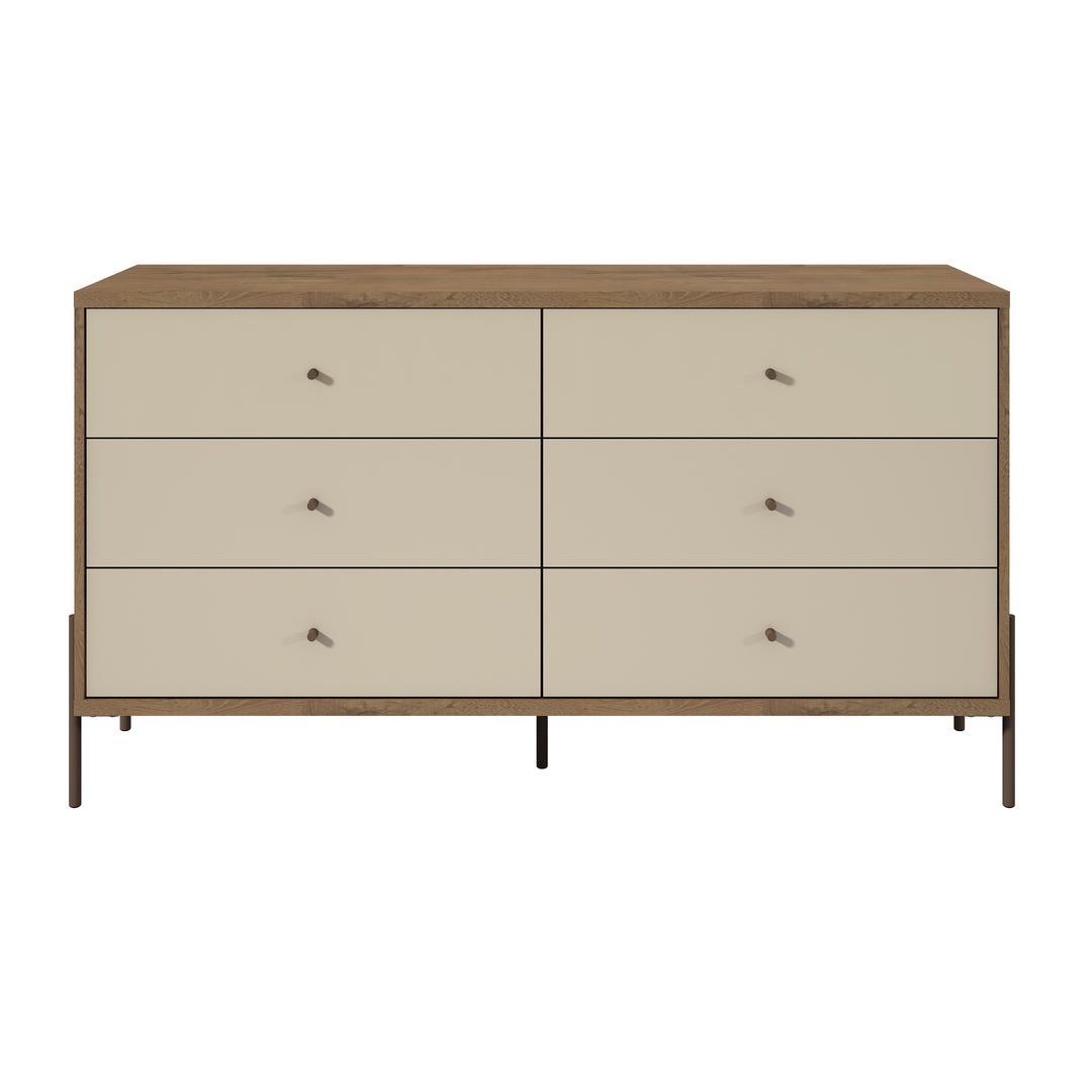 Manhattan Comfort Joy 59" Wide Double Dresser with 6 Full Extension Drawers