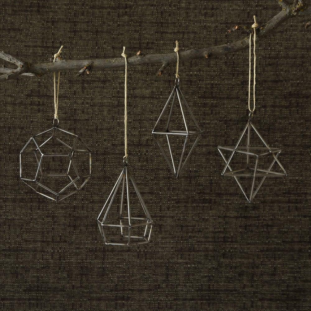 HomArt Steel Geo Ornaments - Set of 4 Assorted - Natural