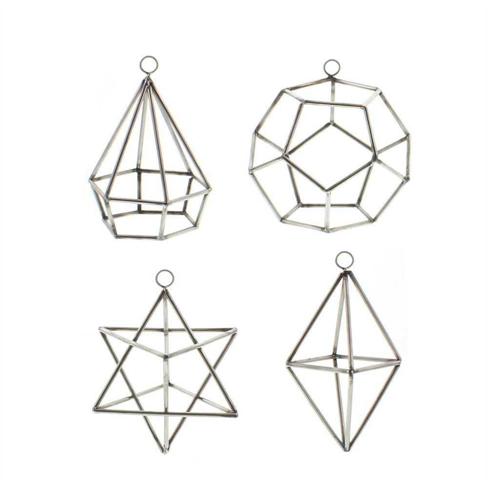 HomArt Steel Geo Ornaments - Set of 4 Assorted - Natural