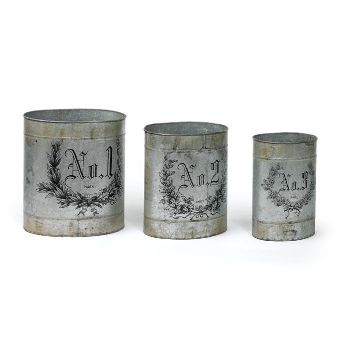 Set Of Three French Numbered Tins by GO Home