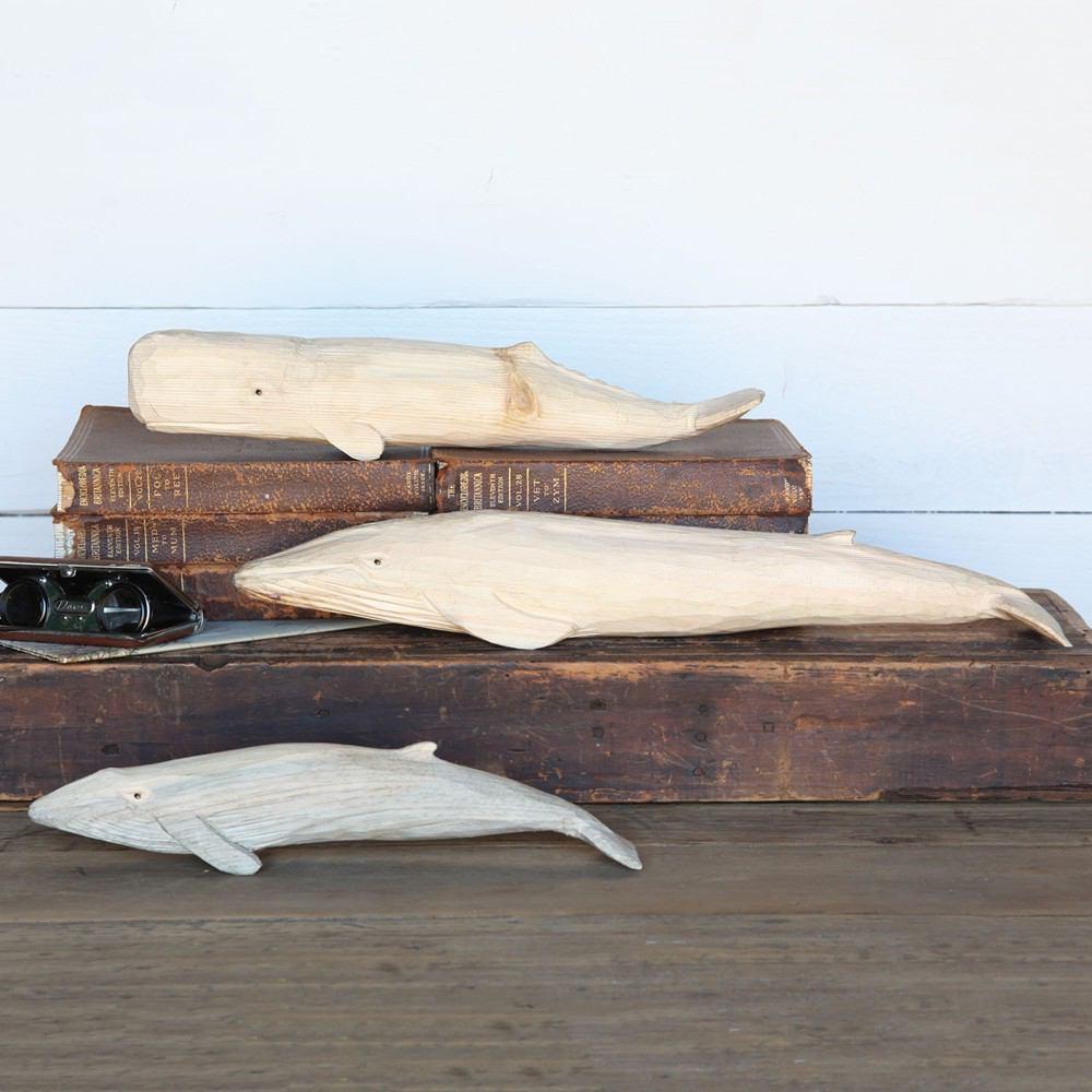 HomArt Carved Wood Whale - Set of 2