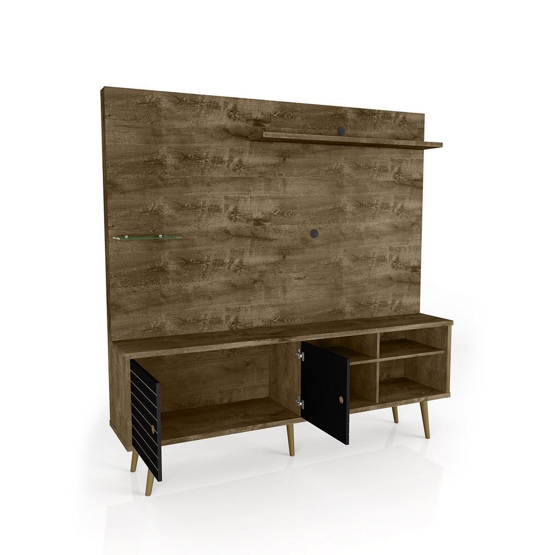 Manhattan Comfort Liberty 70.87" Freestanding Entertainment Center with Overhead shelf