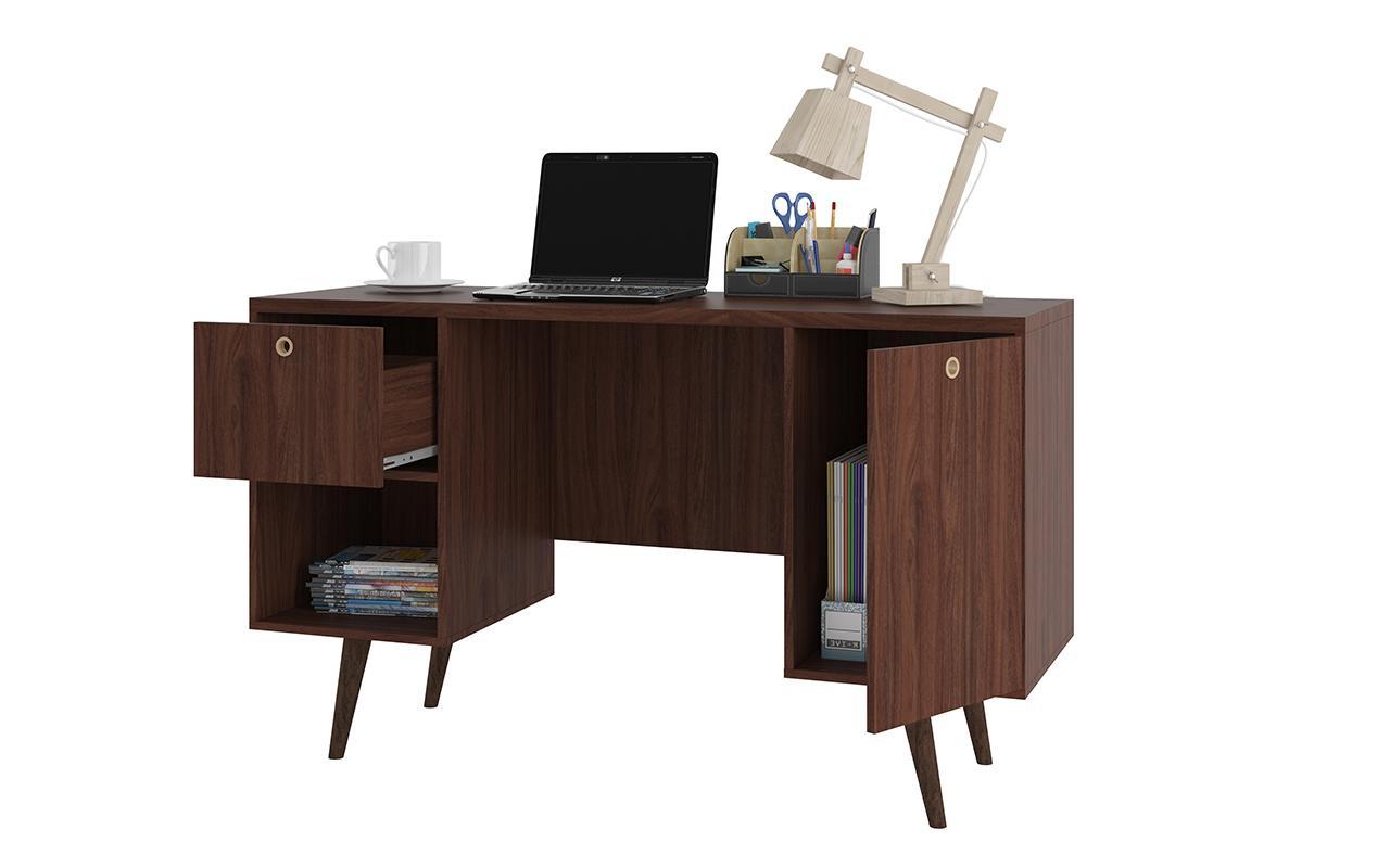 Manhattan Comfort Edgar 1-Drawer Mid Century Office Desk