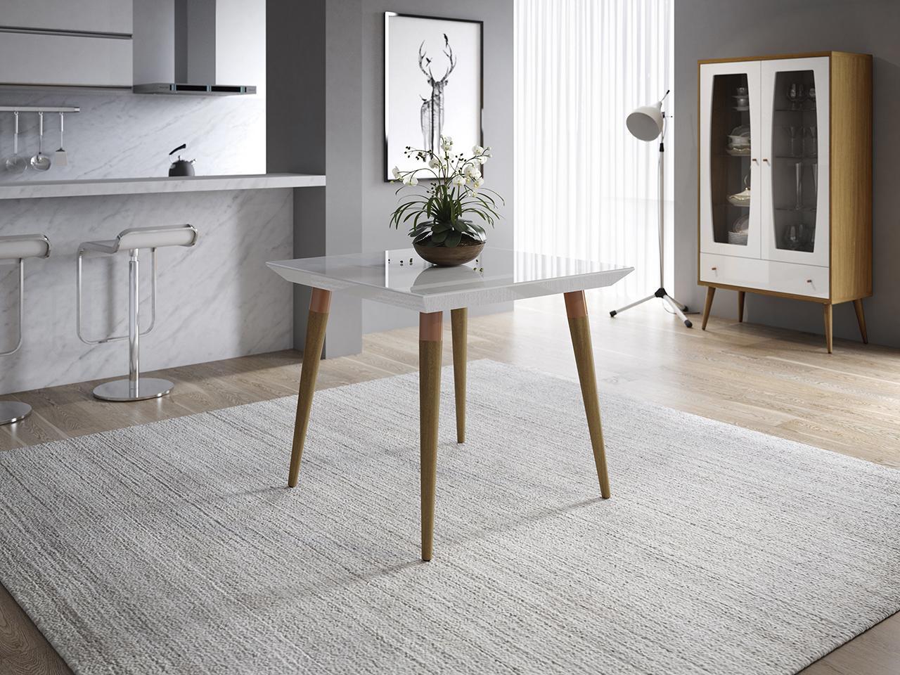 Manhattan Comfort Utopia 35.43" Modern Beveled Square Dining Table with Glass Top