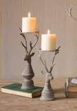 Kalalou Deer Pillar Candle Holders - Set Of 2