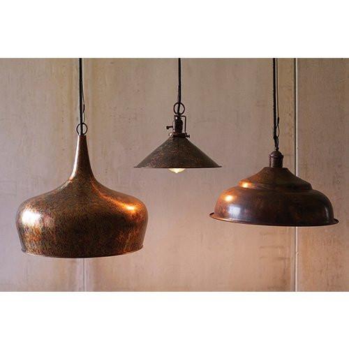 Kalalou Metal Pendant Lamp Tear Drop Shape With Antique Rust Finish