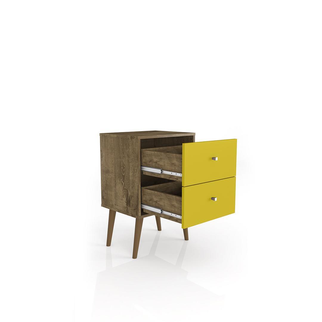 Manhattan Comfort Liberty Mid Century - Modern Nightstand 2.0 with 2 Full Extension Drawers