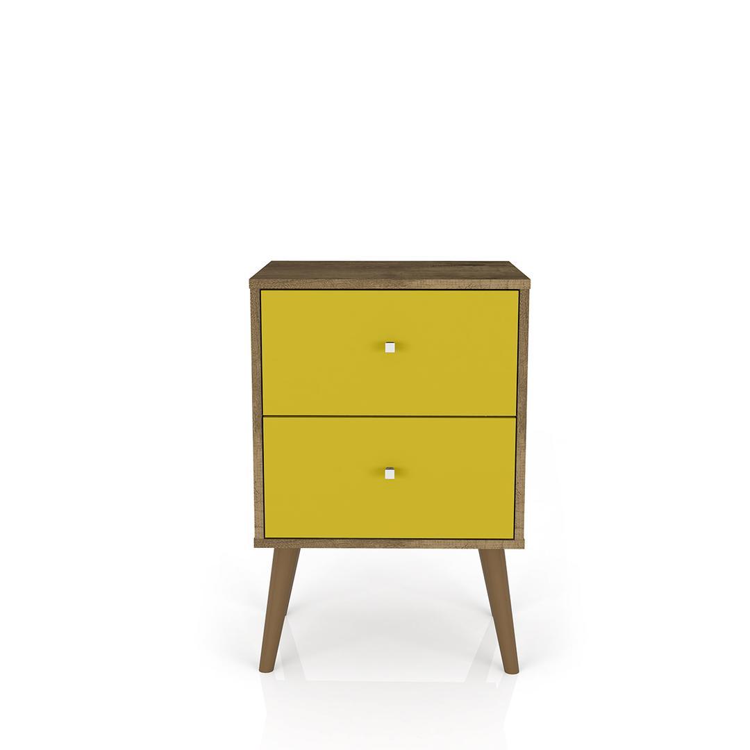Manhattan Comfort Liberty Mid Century - Modern Nightstand 2.0 with 2 Full Extension Drawers