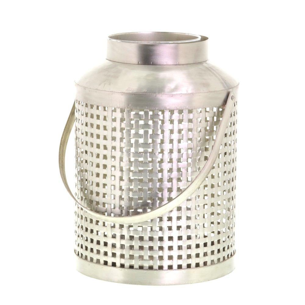 HomArt Lattice Metal Lantern - Large - Silver Tin