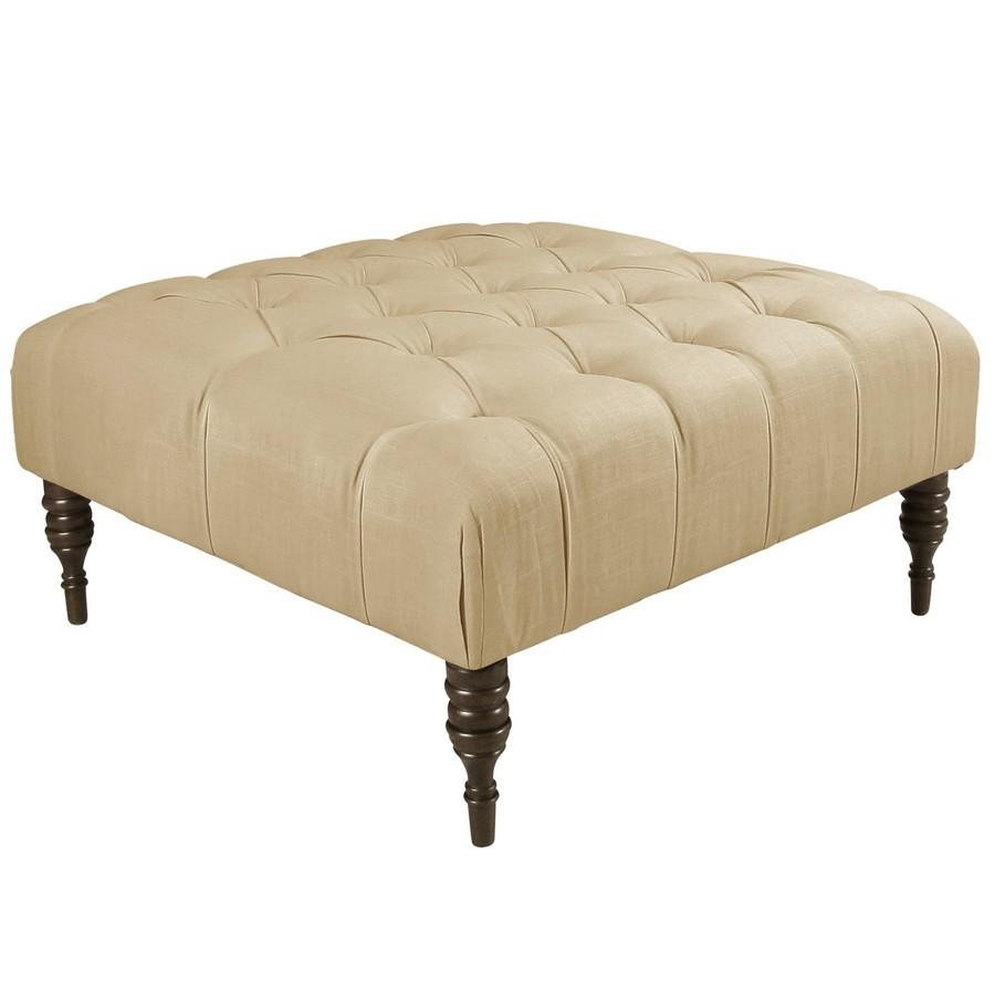 Skyline Furniture Tufted Cocktail Ottoman in Linen