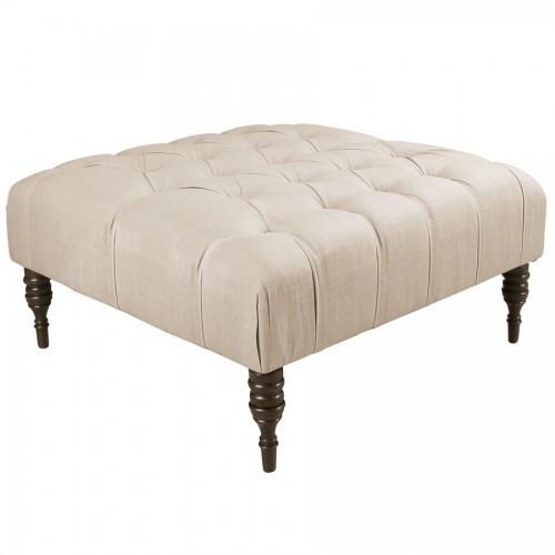 Skyline Furniture Tufted Cocktail Ottoman in Linen