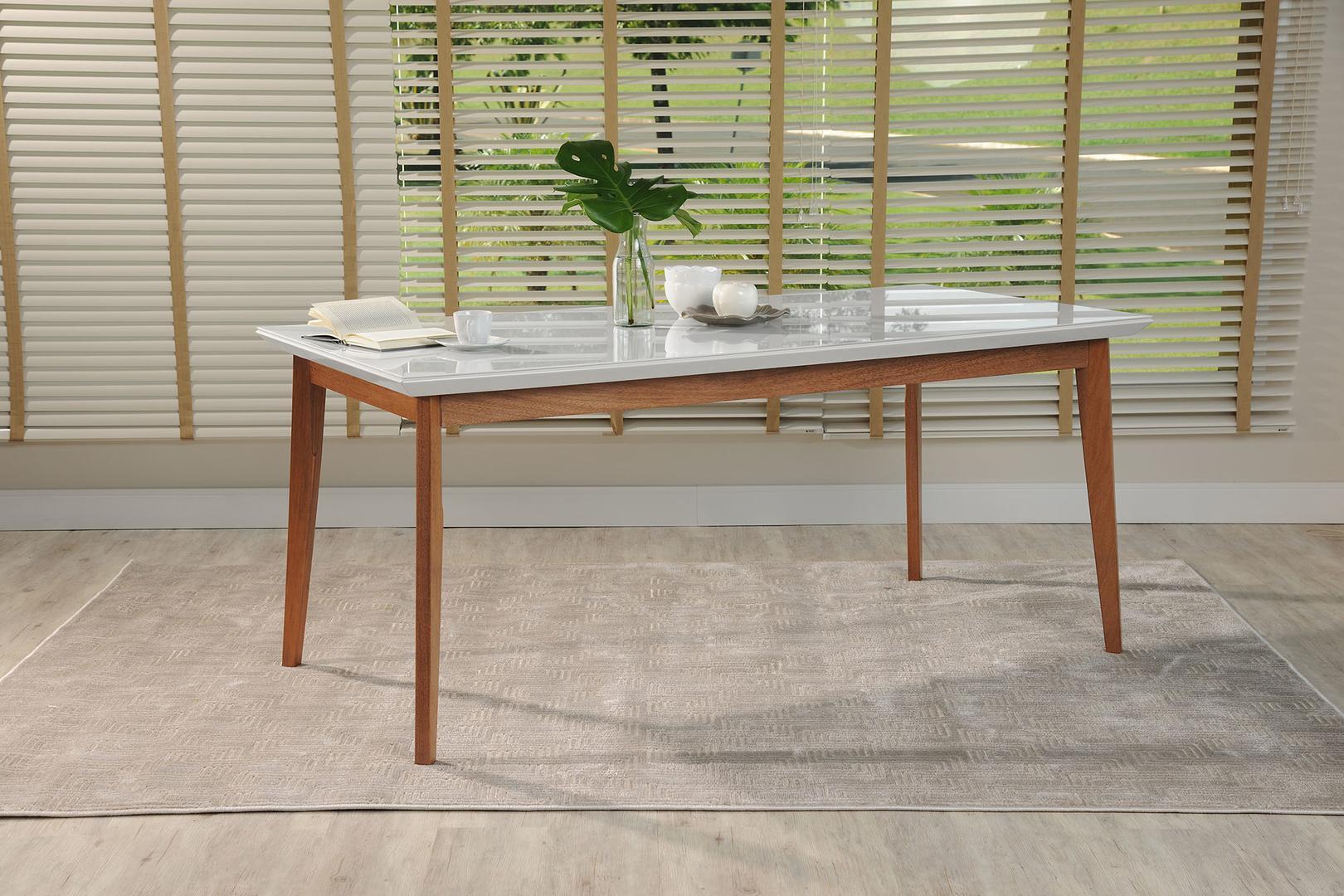 Manhattan Comfort Lillian 70.86" Modern Glass Top Dining Table
