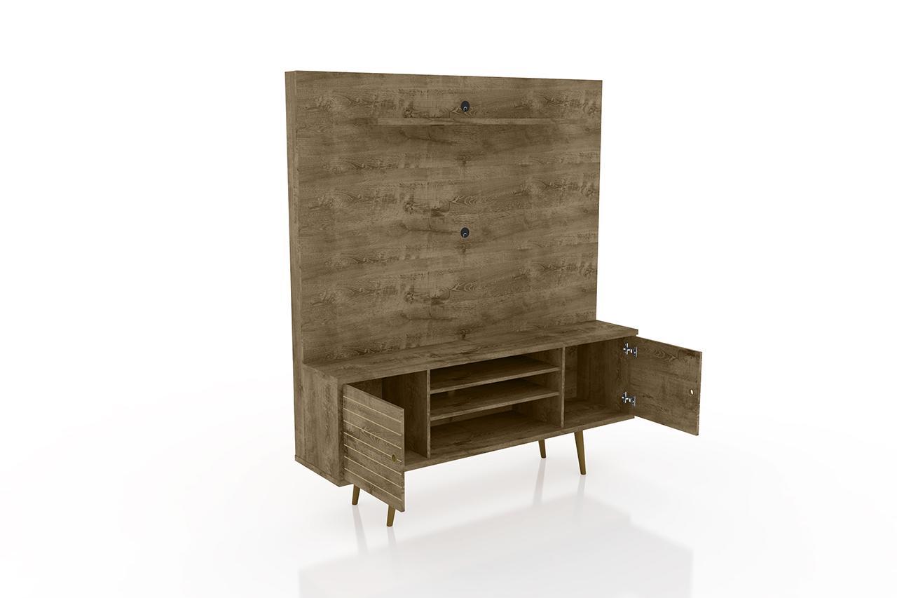 Manhattan Comfort Liberty 63" Freestanding Entertainment Center with Overhead shelf