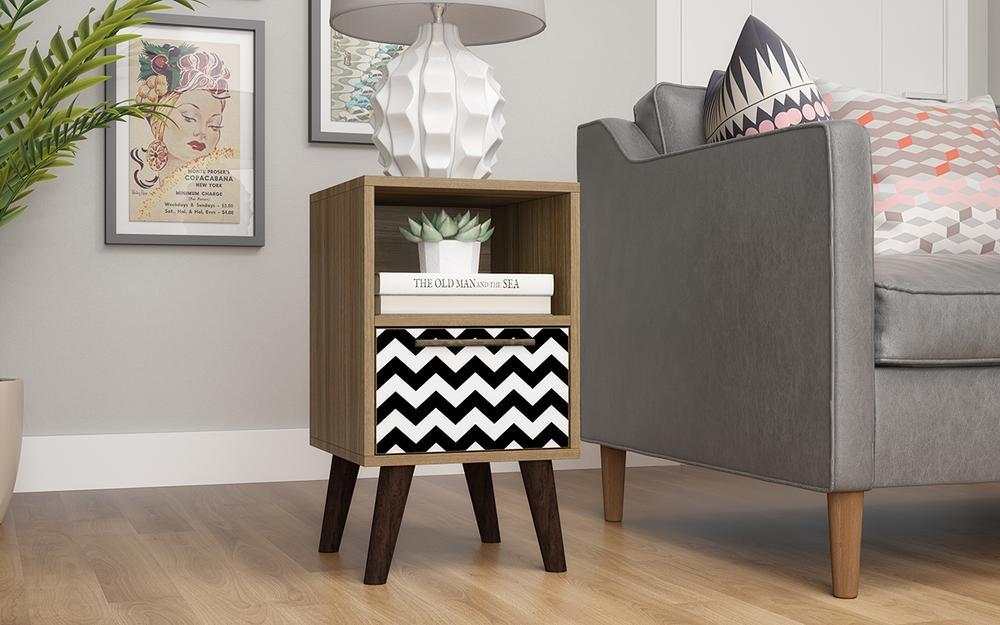 Manhattan Comfort Abisko 2.0 Side Table with 1- Drawer
