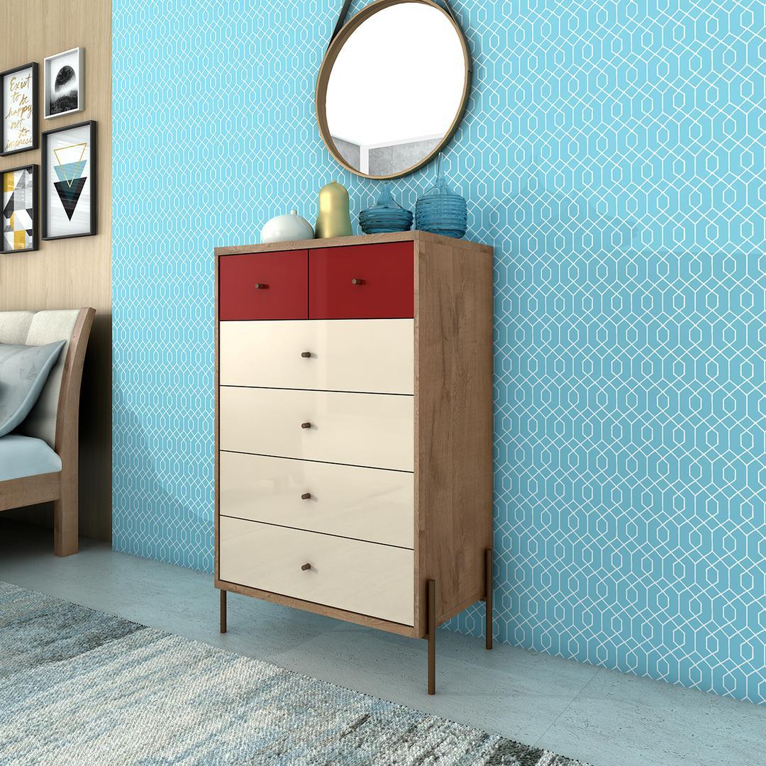 Manhattan Comfort Joy 48.43" Tall Dresser with 6 Full Extension Drawers