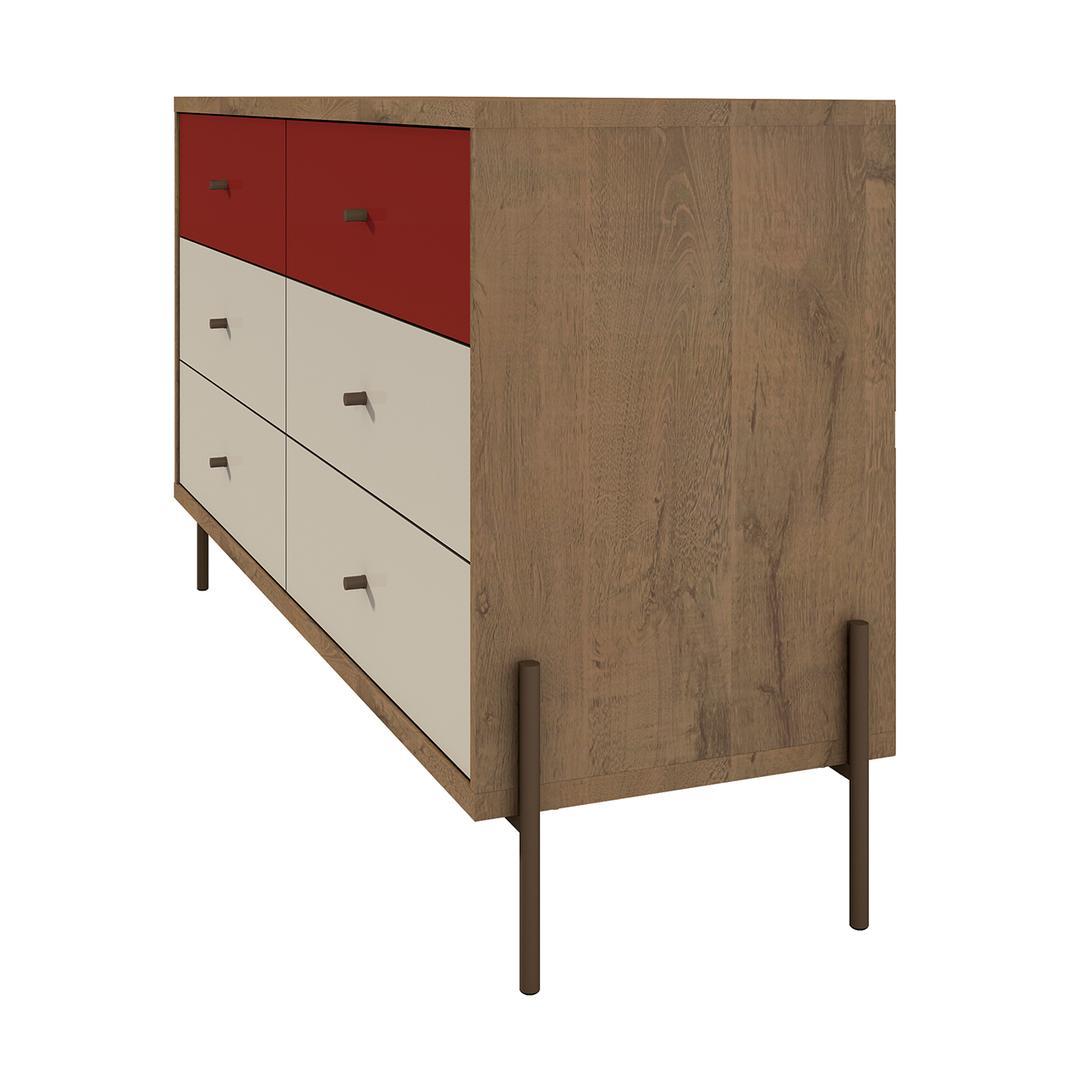 Manhattan Comfort Joy 59" Wide Double Dresser with 6 Full Extension Drawers