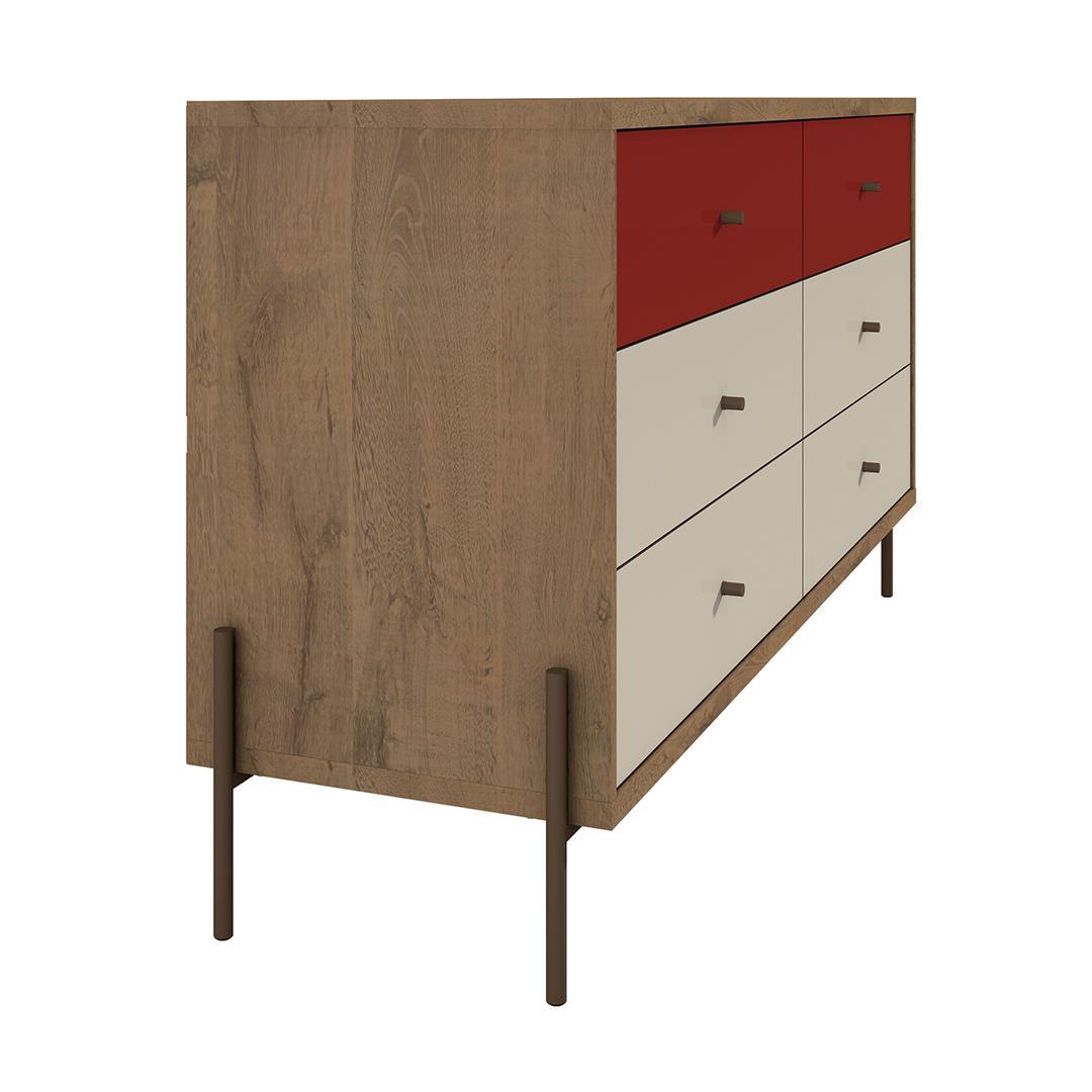 Manhattan Comfort Joy 59" Wide Double Dresser with 6 Full Extension Drawers