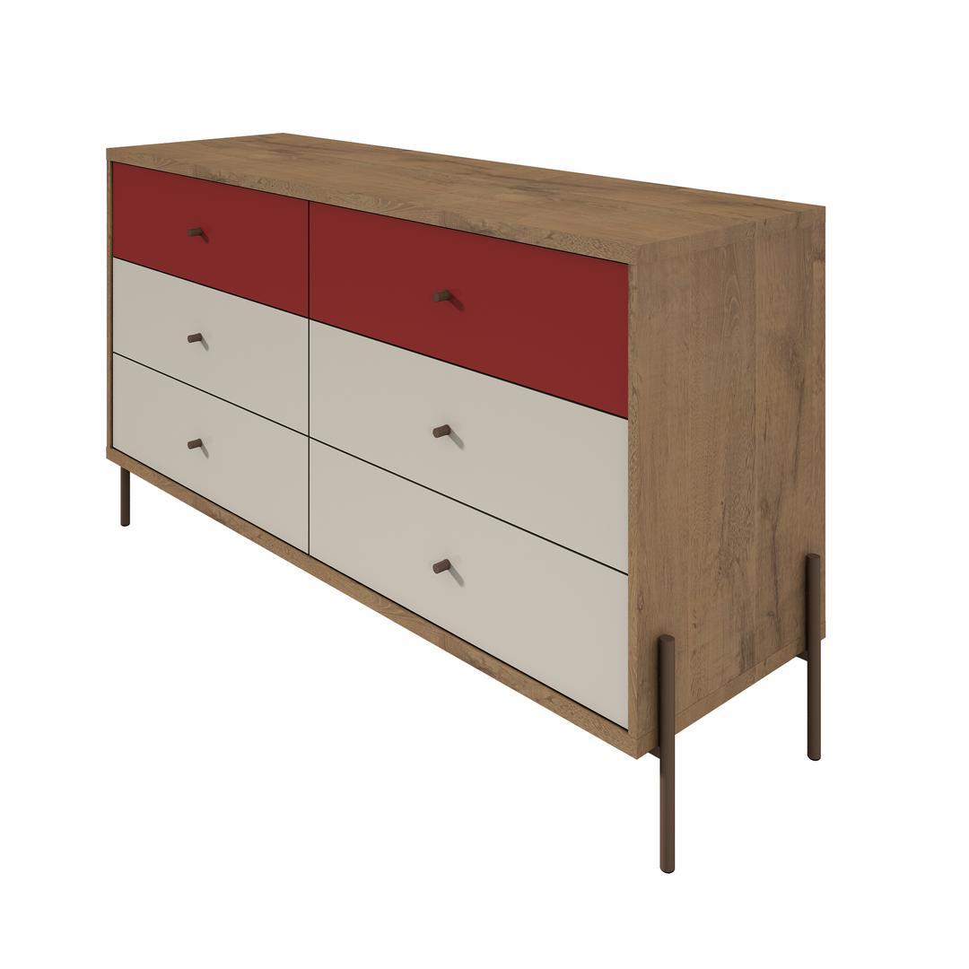 Manhattan Comfort Joy 59" Wide Double Dresser with 6 Full Extension Drawers