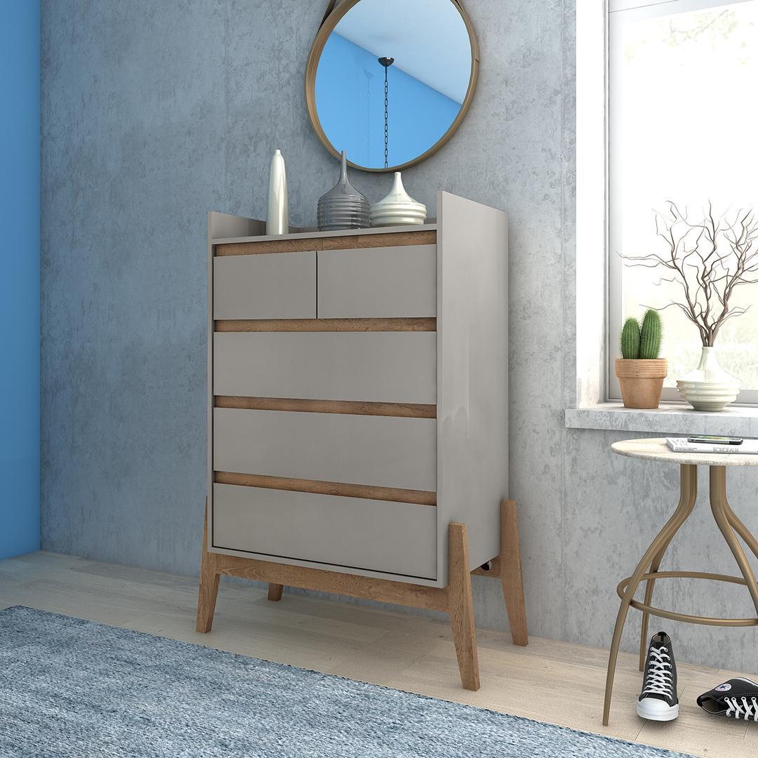 Manhattan Comfort Essence 48.23" Tall Dresser with 5 Full Extension Drawers