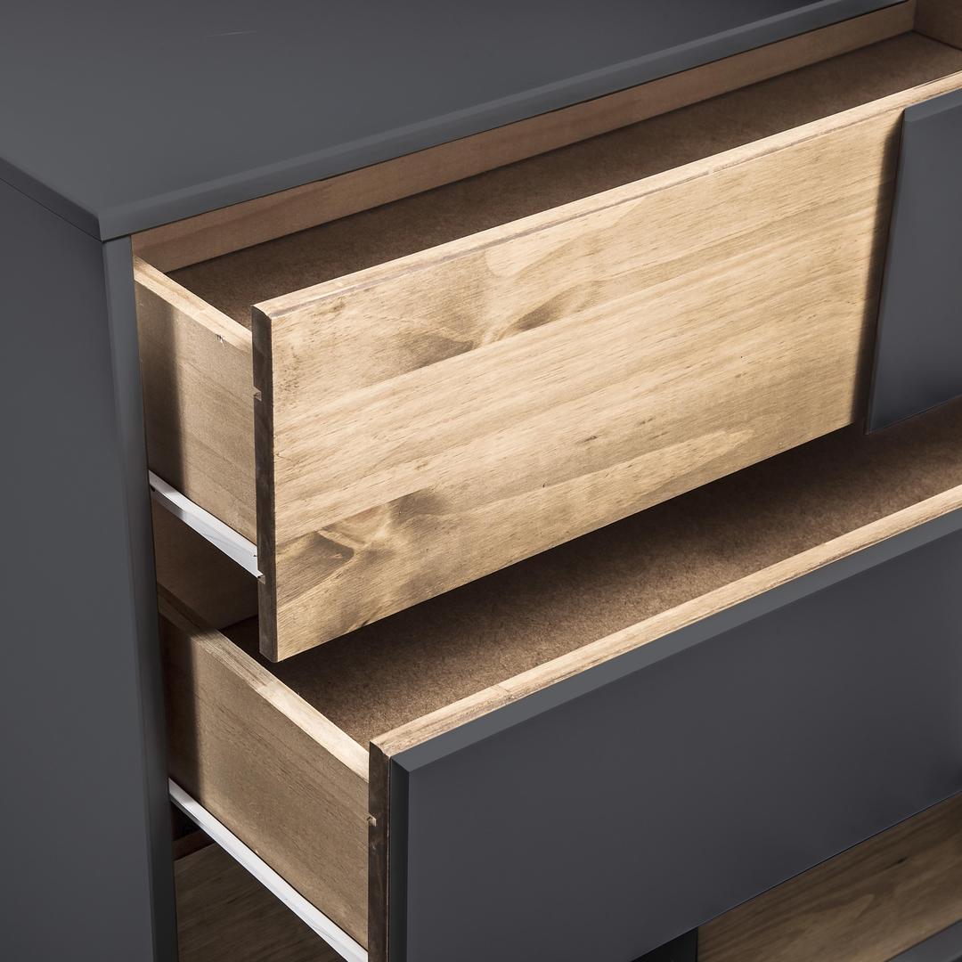Manhattan Comfort Mid- Century Rustic Modern 5-Drawer Livonia 36.22" High Dresser