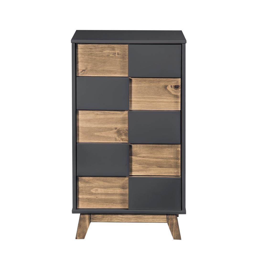 Manhattan Comfort Mid- Century Rustic Modern 5-Drawer Livonia 36.22" High Dresser