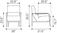 Zuo Jonkoping Arm Chair