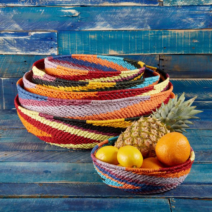 Two's Company Set Of 6 Paper Rope Baskets