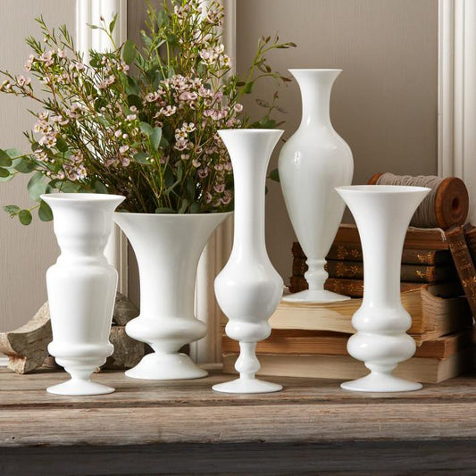 Two's Company Set of 5 White Vases