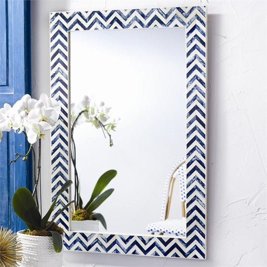 Two's Company Indigo Chevron Wall Mirror