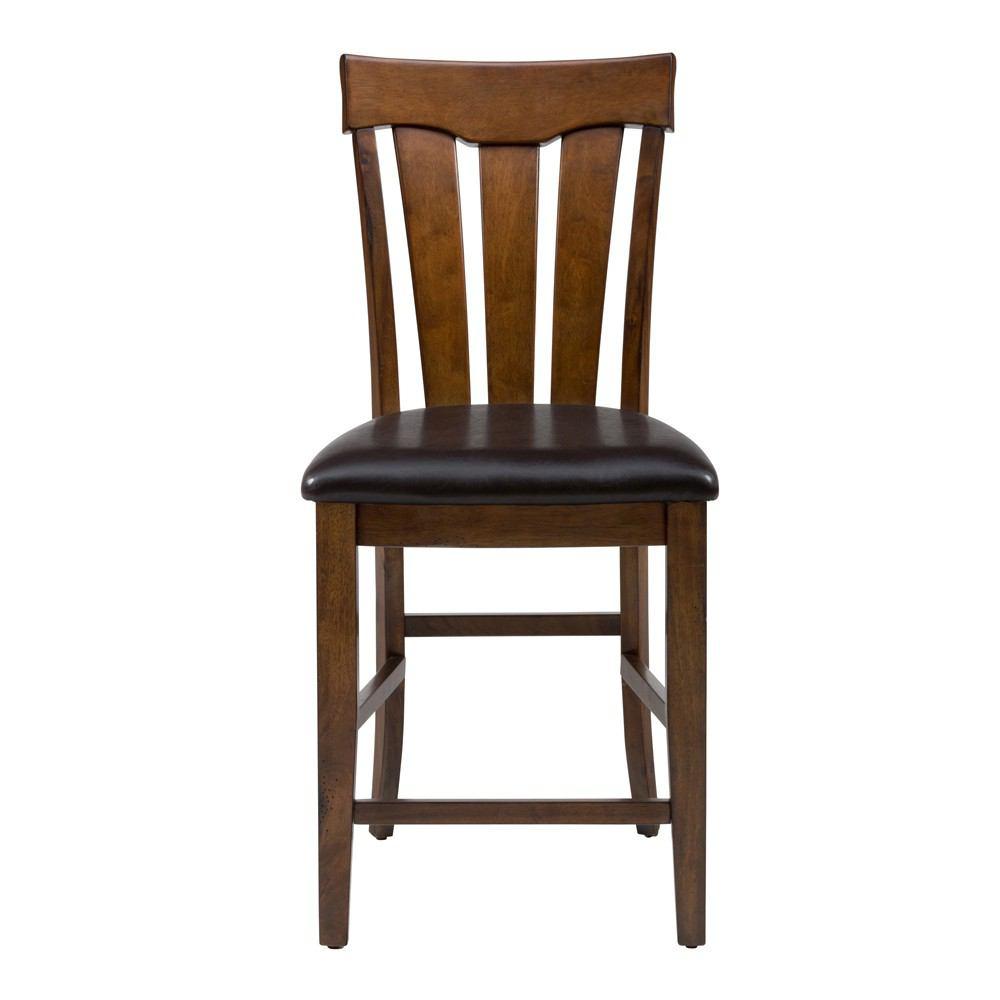 Jofran Plantation Slat Back Stool with Upholstered Seat
