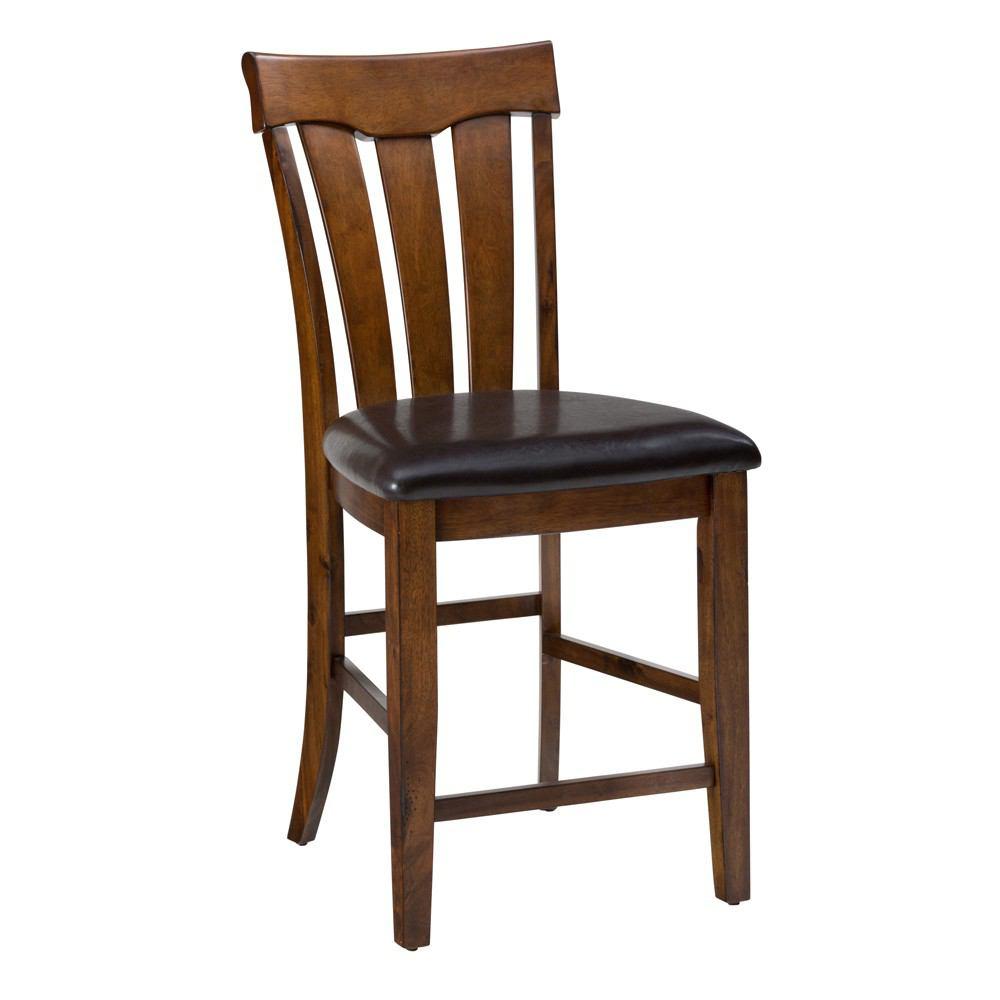 Jofran Plantation Slat Back Stool with Upholstered Seat