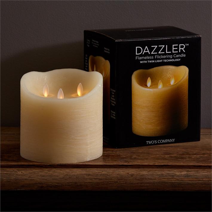 Two's Company 6x6" Dazzler Flickering Candle Set of 2