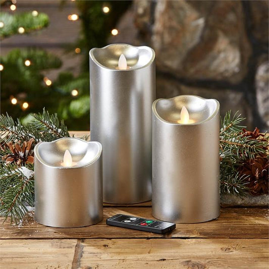 Two's Company S/3 Silver Dazzler Candles