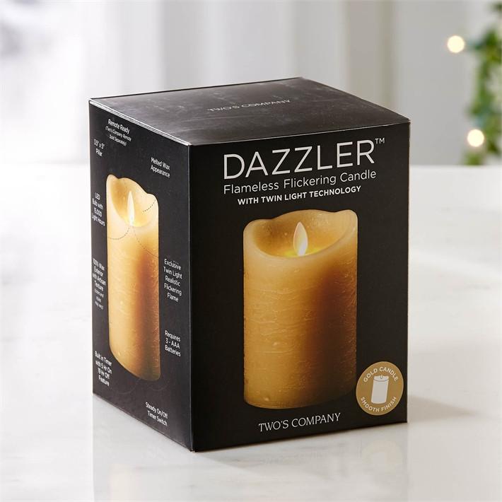 Two's Company 5" Gold Dazzler Candle- Set of 3