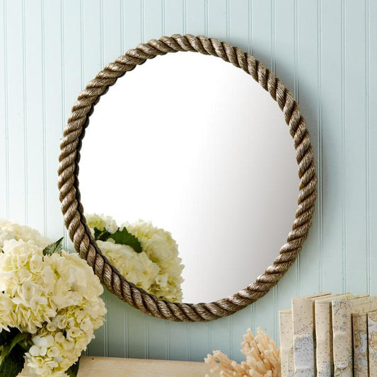 Two's Company Round Silver Rope Wall Mirror