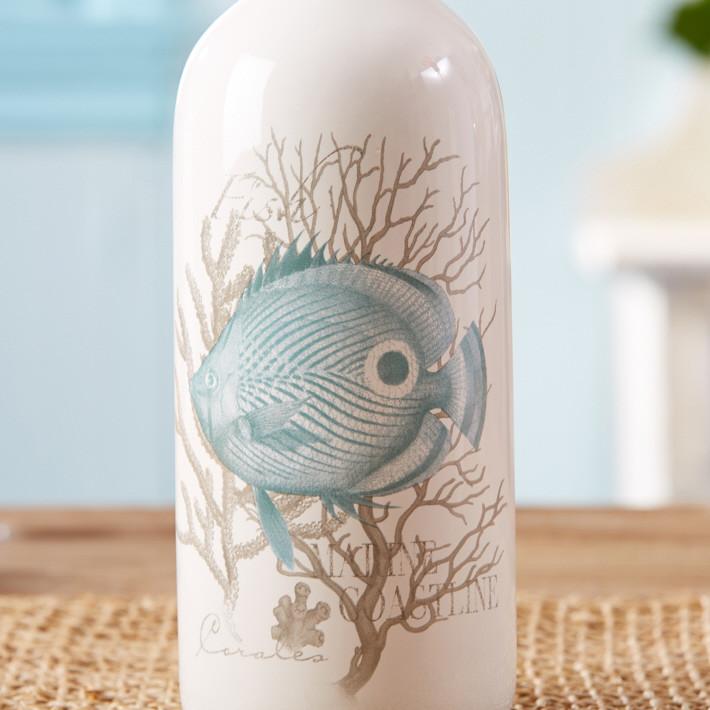 Two's Company White Bottle With Sealife Motif and Cork Set of 3