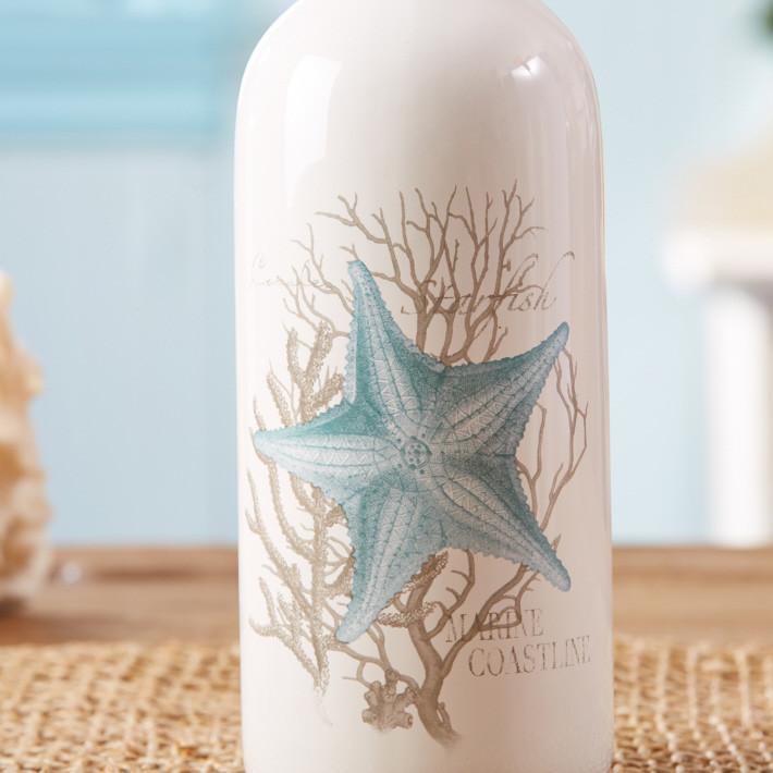 Two's Company White Bottle With Sealife Motif and Cork Set of 3