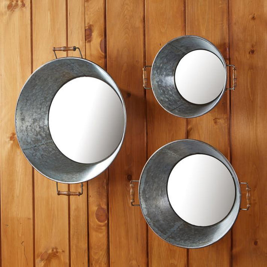 Two's Company Set Of 3 Washtub Wall Mirrors