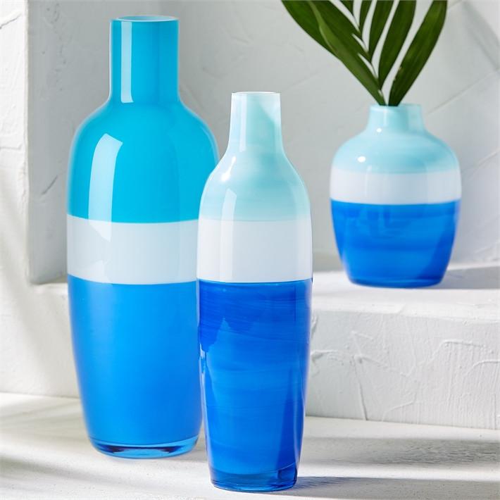 Two's Company Azure Set of 3 Striped Vases