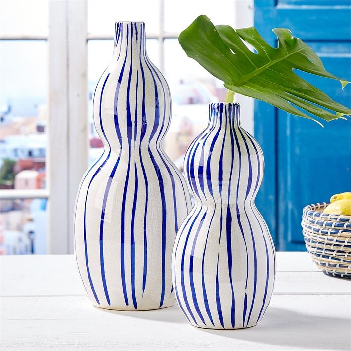 Two's Company Set of 2 Striped Bubble Vases