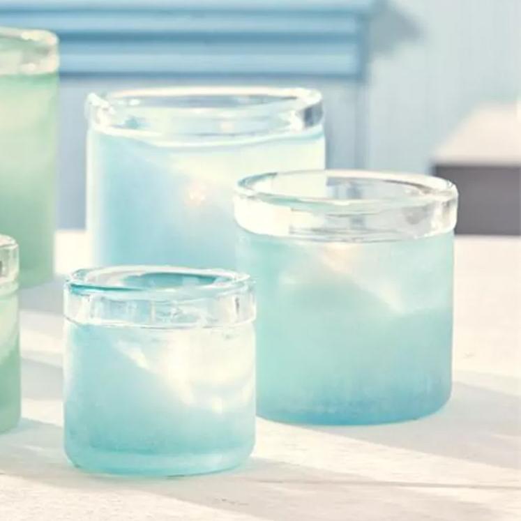 Two's Company Aqua Seaglass Tealight Candle Holders - Set Of 3