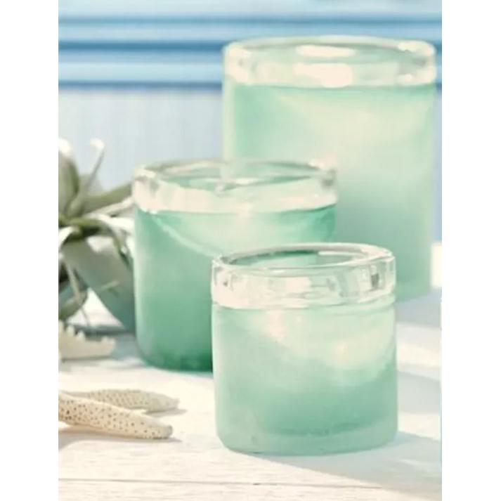 Two's Company Aqua Seaglass Tealight Candle Holders - Set Of 3