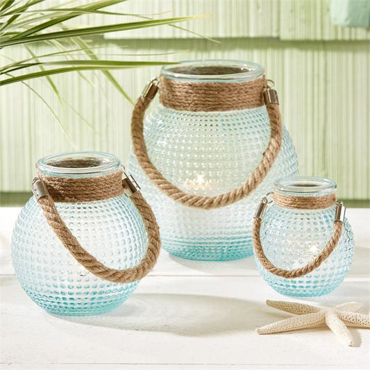 Two's Company Harborside Set Of 3 Hobnail Lanterns