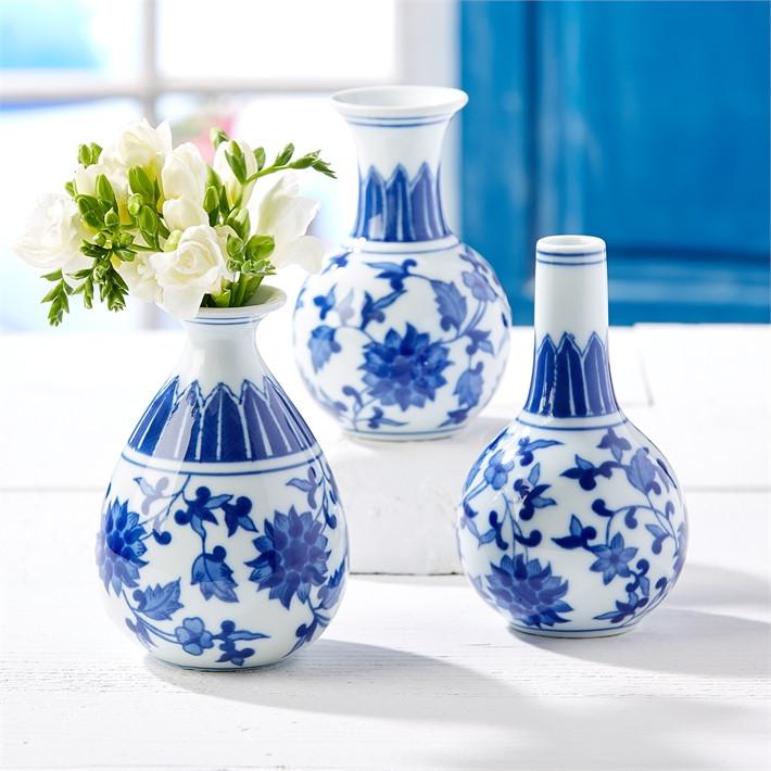 Two's Company Canton Collection Set of 3 Bud Vases