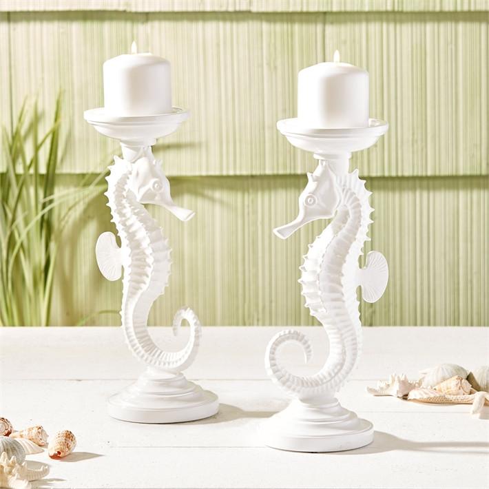 Two's Company Seahorse Pillar Candle Holders, Set Of 2