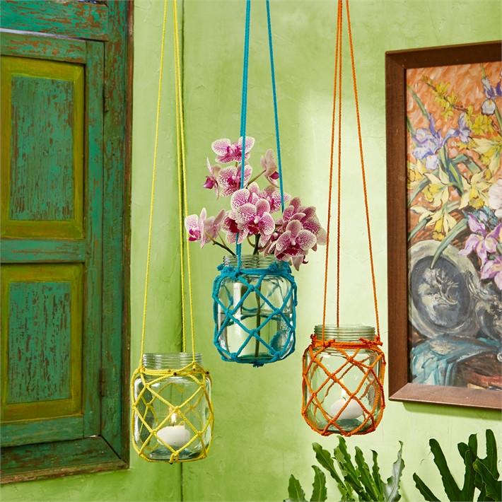 Two's Company Macrame Hanging Mason Jar