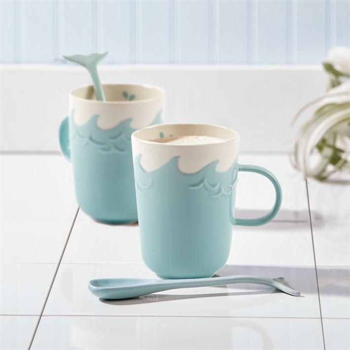 Two's Company Splish Splash Mug With Stirrer S/4