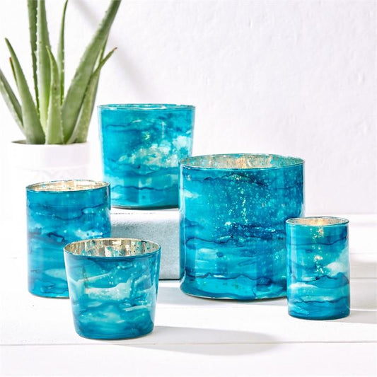 Two's Company Azure Set Of 5 Candle Holders/ Vases