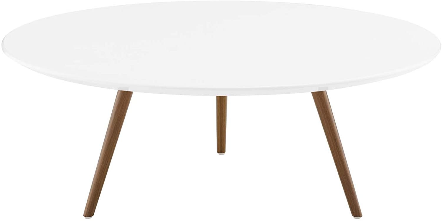 Modway Lippa 40" Round Wood Top Coffee Table with Tripod Base in Walnut White | Coffee Tables | Modishstore-3