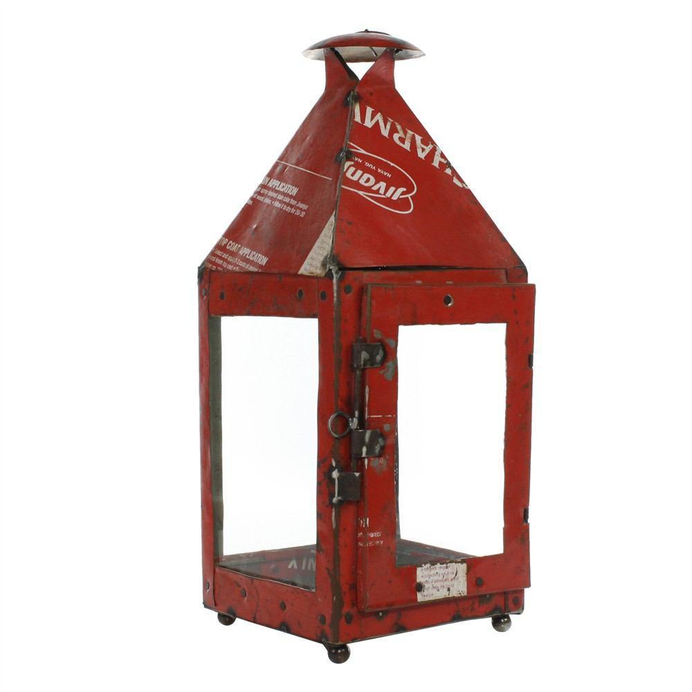 HomArt Reclaimed Metal Gatehouse Lantern - Red